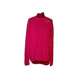Lou & Grey Womens Sweater Size XS Fuchsia Thin Sheer Hi Low Hem Pullover